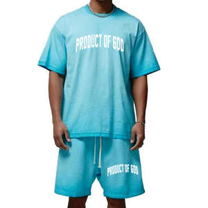 Conjunto de Camiseta y Pantalones Cortos a Juego para Verano 2026, Estilo Casual Deportivo, Holgado, para Hombre - Product Image 1