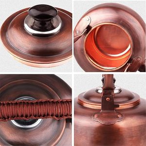Handcrafted Antique Pure Copper Teapot with Rattan Wrapped Handle Vintage Copper Tea <b>Kettle</b> for Stovetop Luxury Brass Copper - Product Image 2