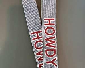 Bolso Deportivo Personalizado Howdy, Rectangular, con Cuentas de Vidrio y Algodón, Hecho a Mano, Accesorio para el Día del Partido - Product Image 3