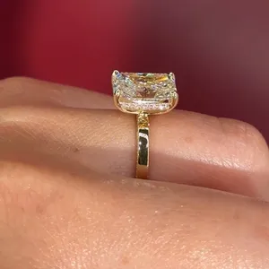 Moissanite Cushion Cut Halo Engagement <b>Ring</b> 925 Sterling Silver Wedding <b>Ring</b> for Women High Sparkle Fine Jewelry - Product Image 4
