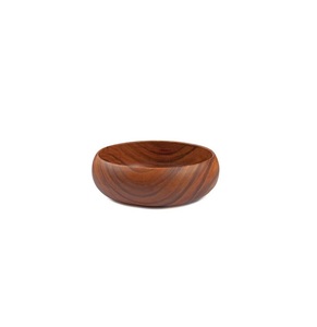Bol de service en bois d'acacia éco-responsable, grand modèle rond au design rustique pour une cuisine et des services de traiteur durables, taille personnalisable - Product Image 1