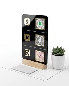 Custom Clear <b>Acrylic</b> Sign QR Codes | 5x5x3cm for Eco-friendly Polished Tabletop <b>Mirror</b> Display Stand for Social Media Icons - Product Image 1