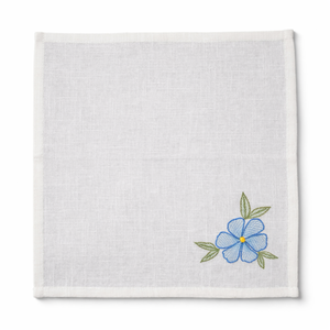 Serviette en coton brodée florale blanche, douce et réutilisable, pour une table élégante, la cuisine et la décoration intérieure, usage repas - Product Image 1