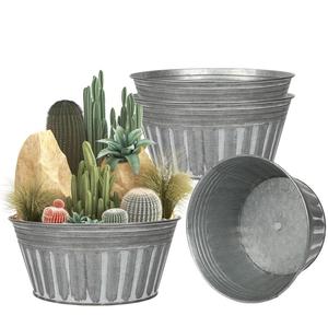 Pots à fleurs décoratifs de jardin en métal de haute qualité, ronds et ovales, bacs en étain galvanisé pour la maison - Product Image 1