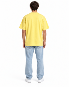 T-shirt surdimensionné jaune pastel personnalisé en gros, unisexe, en coton épais, à épaules tombantes, style streetwear, vêtements à marque privée - Product Image 5