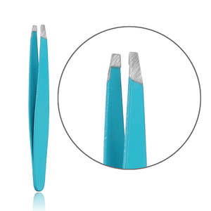 Pince à épiler légère, réutilisable, écologique, en acier inoxydable bleu, à volume incliné, personnalisable pour cils et sourcils - Product Image 3