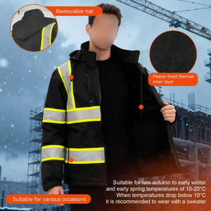 Chaqueta de Seguridad de Alta Visibilidad, Ropa de Trabajo de Invierno, Forro Reflectante, Protección Térmica Impermeable, Abrigo de Seguridad Ligero - Product Image 5