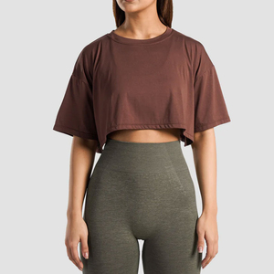 Haut court à manches longues pour femme, design tendance, respirant, coupe ajustée, idéal pour le sport, la gym et le yoga, pour filles. - Product Image 1