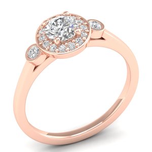 Anillos de compromiso de moissanita de 0.66 quilates con corte redondo de lujo REYES para mujer, clásicos de oro macizo de 14K, regalo de compromiso, joyería fina - Product Image 2