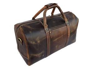 Sac de voyage vintage en cuir véritable grande capacité, sac de week-end, sac de nuit, avec fermeture éclair, bandoulière portable, durable, marron, pour la gym - Product Image 4