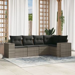 Conjunto de Sofás de Jardín de Ratán Gris Oscuro, 6 Plazas, Muebles de Exterior Resistentes a la Intemperie, Diseño Contemporáneo - Product Image 3
