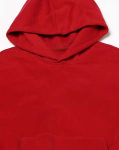 Nuevo diseño, sudaderas con capucha extragrandes para hombre en color rojo liso, tela 100% algodón, patrón sólido, hombros caídos, sudaderas con capucha tipo pullover para unisex. - Product Image 4