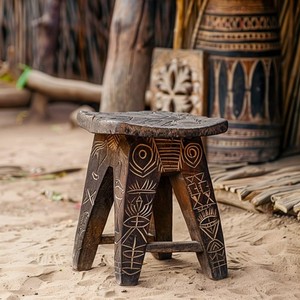 Handcrafted Sheesham <b>Wood</b> Tribal Stool with White Inlay - Wholesale India - Product Image 4