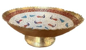 Handmade Oriental <b>Metal</b> <b>Bowl</b> With Color Enamel Design For Food Serving Gifting - Product Image 3