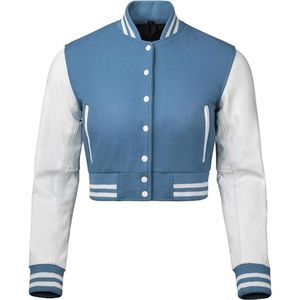 Custom Women's Crop Varsity <b>Jacket</b> | Wool Body & Solid <b>Pattern</b> | <b>Quilted</b> & Embroidered | OEM ODM Private Label Manufacturer - Product Image 1