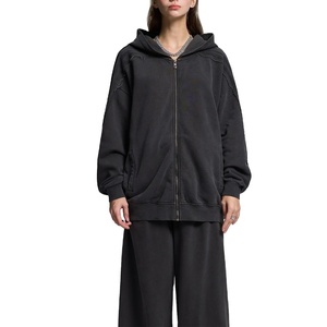 ผู้ผลิตขายดีที่สุด เสื้อผ้าสีพื้น 400 แกรม ผ้าฝ้าย 100% เสื้อผู้หญิงทรงหลวม ไหล่ตก ความยาวปกติ กระเป๋าหน้าระบายอากาศได้ดี - Product Image 1