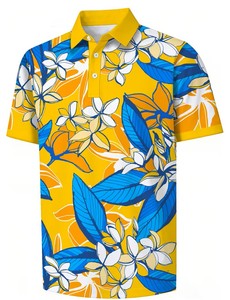 Men's Floral Print Short Sleeve for Shirt Casual Breathable 100% Cotton Knitted Jersey Digital Printed Front Logo Regular Fit - Product Image 5
