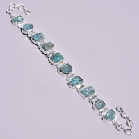 Pulsera de Plata 925 con Zafiro, Engaste Geométrico, Cadena Clásica, Unisex, Uso Diario, Regalo, Joyería, Mayorista, Proveedor, EE. UU.