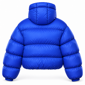 OEM Custom Unisex Cropped Oversized Puffer <b>Jacket</b> Glossy Nylon <b>Waterproof</b> Breathable Long <b>Thin</b> Hooded Winter Coat Private Label - Product Image 3
