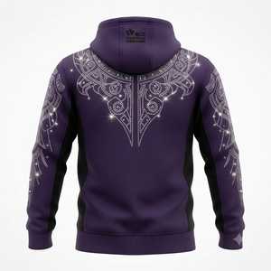 Sudadera con Capucha para Hombre, Color Morado, con Pedrería, Diseño Paisley, Corte Regular, Informal, con Cierre, para Otoño, Deportiva, para MMA - Product Image 2