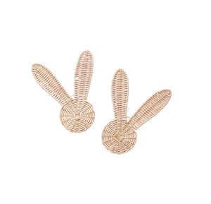 Decoración Infantil Boho Natural, Adorno Colgante de Ratán Tejido con Orejas de Conejo, Pieza Decorativa de Fibra Vegetal con Forma de Animal - Product Image 1