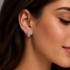 Boucles d'oreilles clous en or massif 14 carats Namivaa avec micro-incrustation de diamants taille marquise pour femme, finition polie, élégantes pour les fêtes, mariages et usage quotidien - Product Image 1