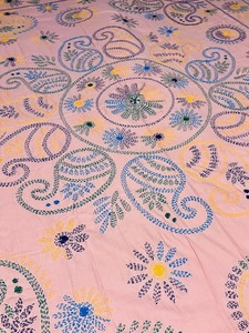 Heritage Pink Nakshi Kantha Quilt – Handcrafted <b>Floral</b> Kantha <b>Bedspread</b> - Product Image 2
