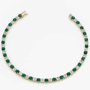 Pulsera de tenis de moissanita y esmeralda cultivada en laboratorio, chapada en oro, elegante, con gema verde, joyería nupcial de lujo, regalo para ella, para fiesta, 14 gramos - Product Image 5