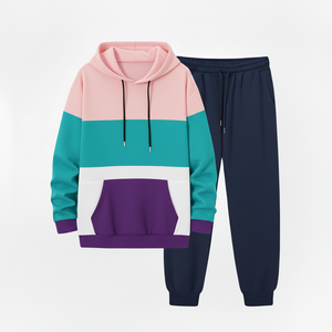 Nuevo Conjunto Deportivo Unisex de Dos Piezas, Chaqueta con Cierre Completo y Pantalones Jogger, Estampado Sólido, 100% Algodón - Product Image 4