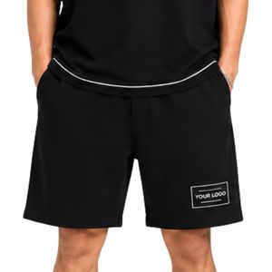 Black Mens Oversized <b>T</b> <b>Shirt</b> And Shorts Set Custom Logo Contrast Stitching Crew Neck Casual Streetwear Summer Two Piece Outfit - Product Image 6
