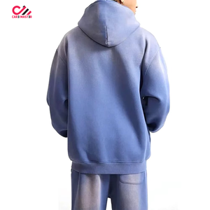 Ensemble de survêtement délavé pour homme, manches longues, couleur unie, coupe décontractée, sweat-shirt et pantalon en coton avec cordon de serrage et poches - Product Image 2