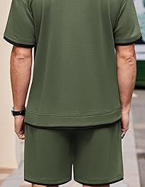 Produit en promotion, nouvelle arrivée, ensemble t-shirt et short pour homme, manches courtes, été, couleurs contrastées, ensemble homme en coton respirant - Product Image 6