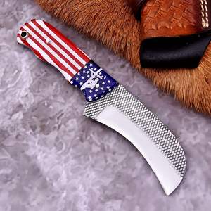 Cuchillo Táctico de Caza y Camping Hecho a Mano con Bandera Americana, Hoja Fija de 8 Pulgadas con Punta Caída, Acero Inoxidable 58HRC, Resina OEM - Product Image 1
