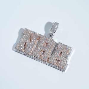 Custom Unique Full Iced Out Emerald Cut Baguette Charm Pendant Trendy Hip Hop Style Silver Moissanite <b>Rope</b> <b>Chain</b> Jewelry - Product Image 2