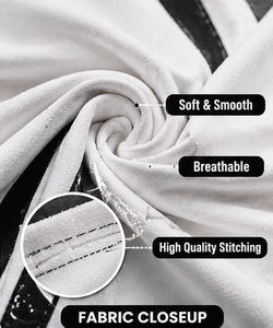 Ensemble de survêtement unisexe blanc à capuche avec bandes noires, manches longues, poches latérales, design sportif respirant, idéal pour l'automne - Product Image 6