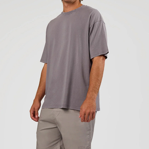 Manufacturer Custom Oversized Washed Cotton <b>TShirt</b> Grey Vintage Acid Wash Heavyweight Streetwear Blank Graphic Print Tee For Men - Product Image 2