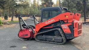 Kubota Skid Steer Loader with Heavy Duty Hydraulic Mulcher Attachment for Forestry Land Clearing BrushCutting <b>Vegetation</b> Control - Product Image 5