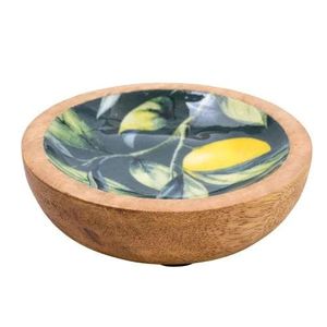 Tazón de Madera de Mango para Servir, Tazón Multiusos para Aperitivos y Ensaladas con Esmalte, Tazón Central de Madera Natural Hecho a Mano en India - Product Image 1