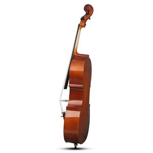 Cello 4/4 professionnellement fabriqué avec table en épicéa et dos/côtés en érable à motif tigre # # # # Couleur naturelle # # # # Cordes de pont en résine avec nœud de sac - Product Image 2