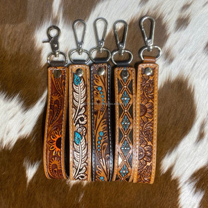 ใหม่หรูหราสไตล์มือแกะสลักเครื่องมือหนังดอกทานตะวัน KeyChains นูนพิมพ์ดอกไม้เครื่องมือหนังอุปกรณ์เสริมพวงกุญแจ - Product Image 4