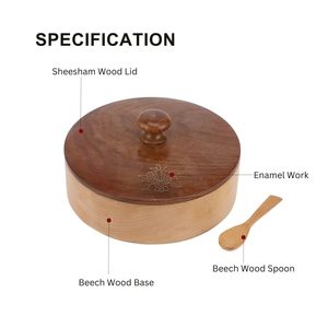 Caja de Especias de Madera con Tapa, Contenedor de Almacenamiento de Hierbas con 4 Compartimentos, Organizador de Cocina Duradero para Especias y Condimentos, Apto para Horno y Microondas - Product Image 5