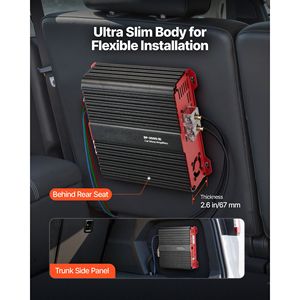 "1 Channel 3000W RMS MAX Mono <b>Car</b> <b>Amplifier</b> 12V 1/2/4 Ohm Stable with Remote Subwoofer Level Control" - Product Image 5
