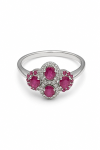 Bague sertie de rubis et de diamants en argent sterling 925 plaqué rhodium - Product Image 2