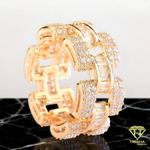 Bracelet de luxe à maillons épais avec diamants Moissanite taille baguette, entièrement serti, style Hip Hop Rapper - Product Image 3