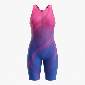 Traje de Natación Profesional Azul sin Mangas para Aguas Abiertas, Traje de Compresión para Triatlón, Cierre Frontal sin Costuras, 100% Poliéster - Product Image 3