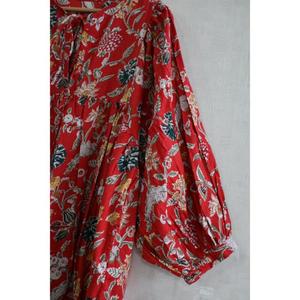 เดรสผ้าฝ้ายพิมพ์ลายบล็อกสไตล์โบฮีเมียนสำหรับผู้หญิง น้ำหนักเบา ใส่สบาย เหมาะกับฤดูร้อน เอวธรรมชาติ ทรงเอไลน์ - Product Image 2