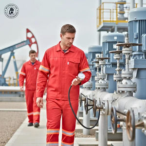 Unisex Red Work Coverall Reflective Stripes Cotton Uniform <b>Long</b> <b>Sleeve</b> Industrial Safety Wear TAGCO SAFETY Lightweight - Product Image 4