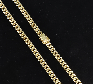 Cadena de eslabones cubanos Miami de oro macizo de 10k, chapada en oro amarillo, para joyería de moda masculina. - Product Image 1