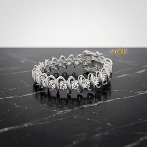 กำไลข้อมือเพชรดีไซน์คลื่นคลาสสิกหรูหรา ทอง 14K 18K โค้งมนแบบไหลลื่น ของขวัญสำหรับผู้หญิงในโอกาสแต่งงาน งานเลี้ยงฉลองครบรอบ หรือโอกาสพิเศษ - Product Image 3