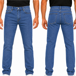 Jeans en denim pour hommes à la mode, taille haute, coupe droite ample, en coton, style streetwear décontracté, vente en gros - Product Image 6